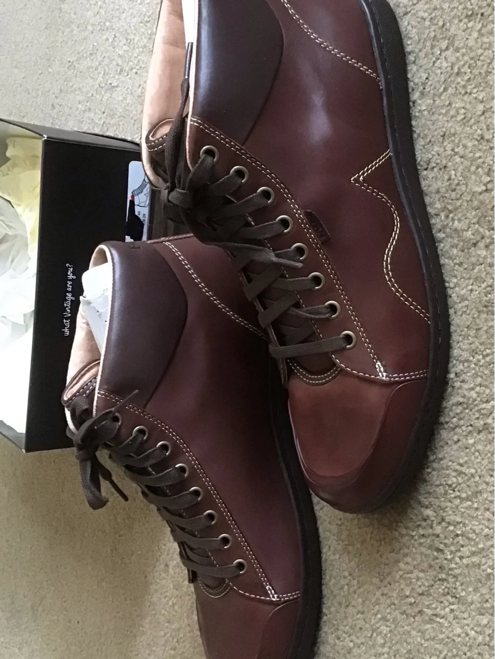 Fossil Pembroke Brown Leather High-Top Lace-Up Boots, Size 11 NIB